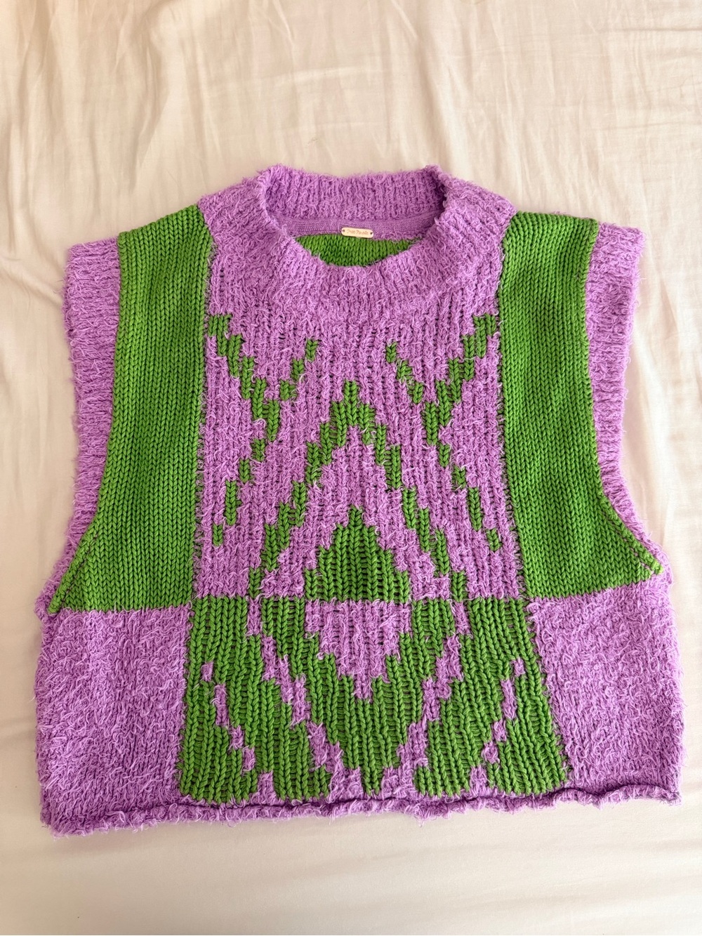 Free people diamond for days purple green sweater vest medium